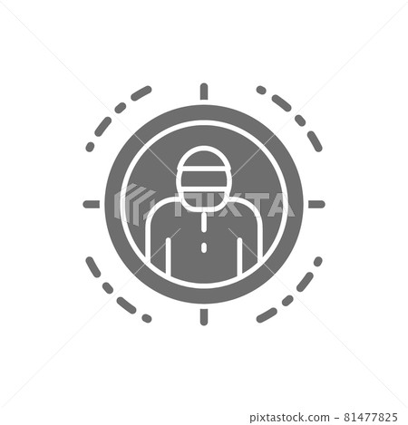Criminal in sniper scope, target for shooting grey icon. 81477825
