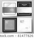 Vector layout of two covers templates for square design bifold brochure, flyer, cover design, book design, brochure cover. Halftone effect decoration with dots. Dotted pop art pattern decoration. 81477826