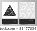 Vector layout of A4 format modern cover mockups design templates for brochure, magazine, flyer, booklet, report. Abstract geometric triangle design background using different triangular style patterns 81477834