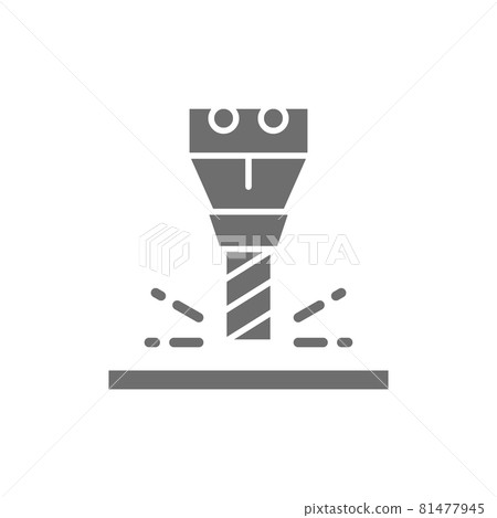 Milling works, spindle for CNC machine grey icon. 81477945