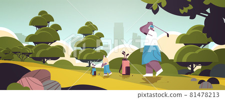 senior people playing golf on green golf course aged african american players taking a shot active old age senior people playing golf on green golf course aged african american players taking a shot active old age 81478213