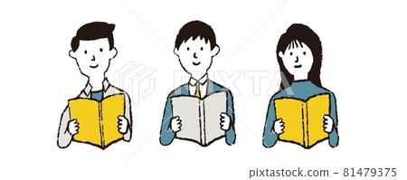 男人和女人閱讀用蠟筆繪製的觸摸書 81479375