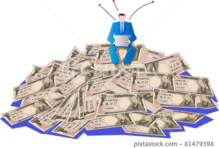 埋在網上生意賺來的一大筆錢的商人 埋在網上生意賺來的一大筆錢的商人 81479398