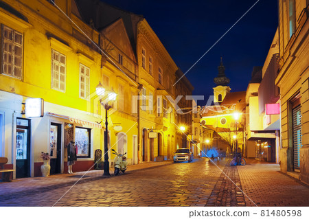 Image of night streets of Gyor in Hungary Image of night streets of Gyor in Hungary 81480598