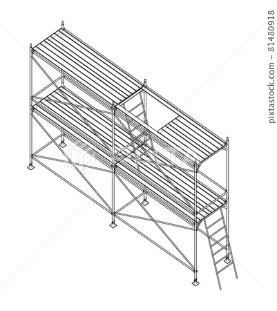Prefabricated scaffolding. Orthography vector Prefabricated scaffolding. Orthography vector 81480918