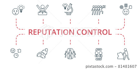 Reputation Control icon set. Contains editable icons theme such as innovation research, organization, business dialog and more. Reputation Control icon set. Contains editable icons theme such as innovation research, organization, business dialog and more. 81481607