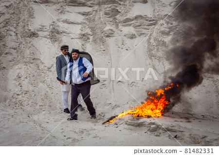 Afghan terrorists are setting fires. Afghan terrorists are setting fires. 81482331
