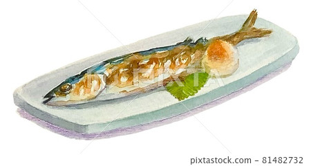 Illustration of grilled saury 81482732