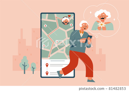 Senior using online map for love Senior using online map for love 81482853