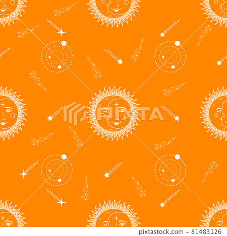 Moon, Sun and Stars. Seamless background. Moon, Sun and Stars. Seamless background. 81483126