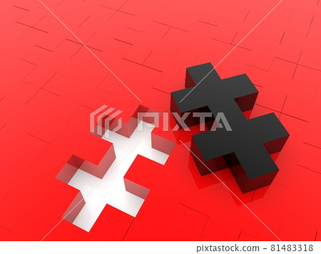 Black puzzle piece on red background puzzle-插圖素材 [81483318] - PIXTA圖庫