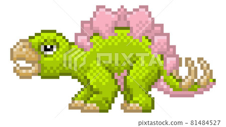 Stegosaurus Pixel Art Dinosaur Video Game Cartoon - Stock Illustration  [81484527] - PIXTA