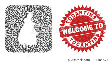 Welcome Watermark Stamp Seal and Tocantins State Map Arrow Stencil Mosaic Welcome Watermark Stamp Seal and Tocantins State Map Arrow Stencil Mosaic 81484874