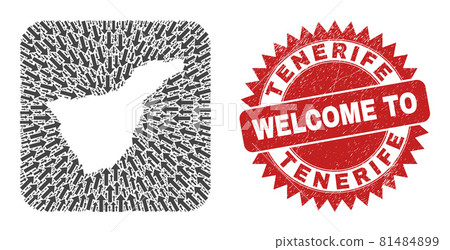 Welcome Watermark Stamp and Tenerife Map Arrow Subtracted Mosaic Welcome Watermark Stamp and Tenerife Map Arrow Subtracted Mosaic 81484899