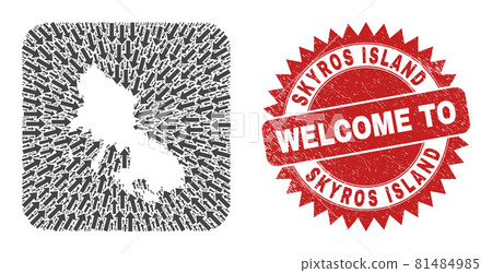 Welcome Scratched Stamp Seal and Skyros Island Map Moving Hole Mosaic Welcome Scratched Stamp Seal and Skyros Island Map Moving Hole Mosaic 81484985
