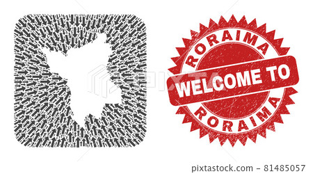 Welcome Scratched Seal and Roraima State Map Pointing Subtracted Mosaic 81485057