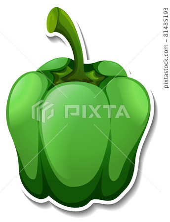 Green capsicum sticker on white background 81485193