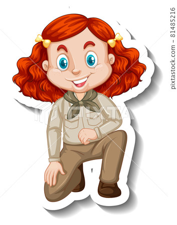 Girl in safari outfit cartoon character sticker Girl in safari outfit cartoon character sticker 81485216