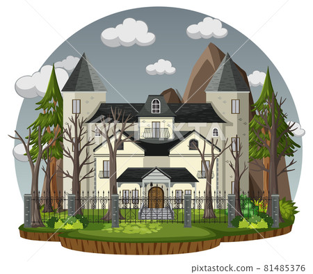 Haunted house with grey sky - Stock Illustration [81485376] - PIXTA