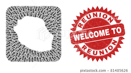 Welcome Watermark Seal and Reunion Island Map Motion Inverted Mosaic Welcome Watermark Seal and Reunion Island Map Motion Inverted Mosaic 81485626