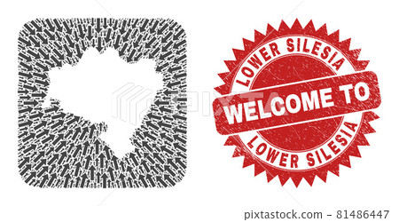Welcome Watermark Stamp and Lower Silesia Province Map Arrow Stencil Mosaic Welcome Watermark Stamp and Lower Silesia Province Map Arrow Stencil Mosaic 81486447