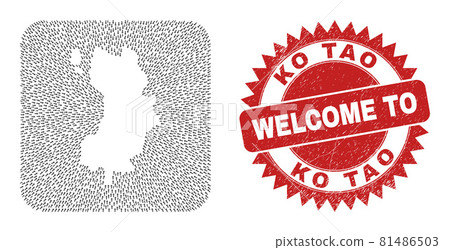Welcome Grunge Seal and Ko Tao Map Direction... - Stock Illustration ...