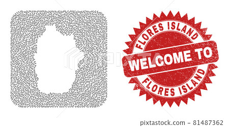 Welcome Watermark Seal and Flores Island of Azores Map Motion Hole Mosaic Welcome Watermark Seal and Flores Island of Azores Map Motion Hole Mosaic 81487362