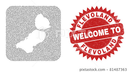 Welcome Scratched Badge and Flevoland Province Map Navigation Stencil Mosaic Welcome Scratched Badge and Flevoland Province Map Navigation Stencil Mosaic 81487363