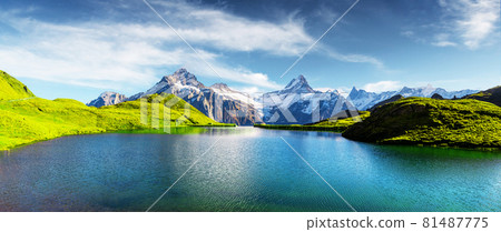 Bachalpsee lake in Swiss Alps mountains Bachalpsee lake in Swiss Alps mountains 81487775