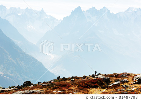 Amazing view on Monte Bianco mountains range with Monblan on background 81487798