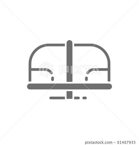 Rotating roundabout carousel, amusement ride for kids playground grey icon. Rotating roundabout carousel, amusement ride for kids playground grey icon. 81487935