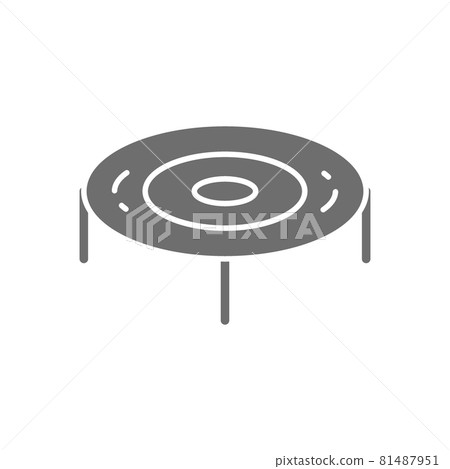 Jumping trampoline, playground grey icon. Isolated on white background Jumping trampoline, playground grey icon. Isolated on white background 81487951