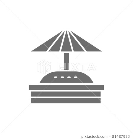 Sandbox with umbrella for children grey icon. 81487953