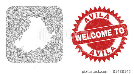 Welcome Scratched Stamp and Avila Province Map Pointing Stencil Mosaic 81488145