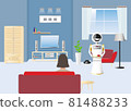 Use of robots in the home concept   vector. 81488233