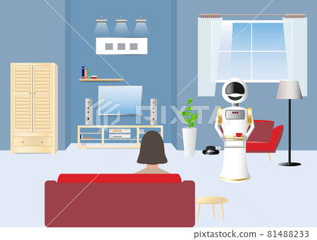 Use of robots in the home concept   vector. 81488233