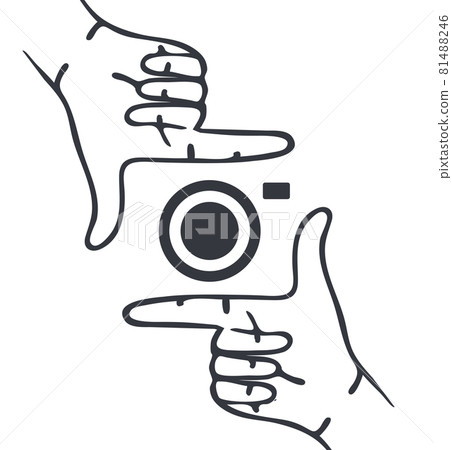 hand doodle  camera icon flat style 81488246