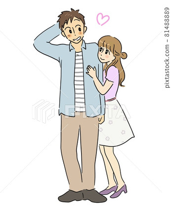 A man hugged by a woman and shy A man hugged by a woman and shy 81488889