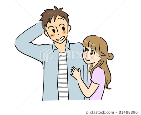 A man hugged by a woman and shy 81488890