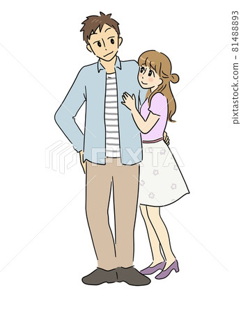 一個男人摟著他的腰,同時被一個女人擁抱 一個男人摟著他的腰,同時被一個女人擁抱 81488893