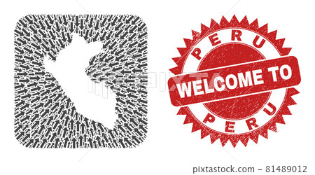 Welcome Rubber Seal and Peru Map Pointing Stencil Mosaic Welcome Rubber Seal and Peru Map Pointing Stencil Mosaic 81489012