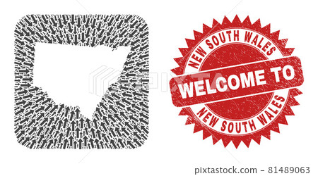 Welcome Watermark Stamp and New South Wales Map Navigation Stencil Mosaic Welcome Watermark Stamp and New South Wales Map Navigation Stencil Mosaic 81489063