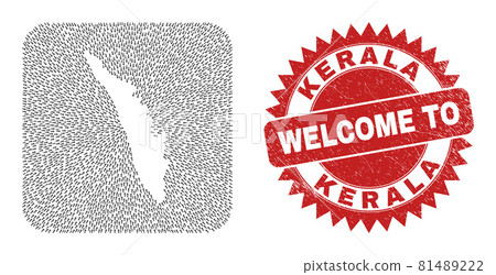 Welcome Watermark Stamp Seal and Kerala State Map Pointing Stencil Mosaic Welcome Watermark Stamp Seal and Kerala State Map Pointing Stencil Mosaic 81489222