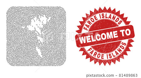 Welcome Scratched Badge and Faroe Islands Map Moving Hole Mosaic Welcome Scratched Badge and Faroe Islands Map Moving Hole Mosaic 81489863