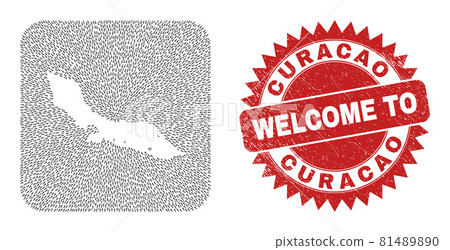 Welcome Rubber Stamp and Curacao Island Map Navigation Inverted Mosaic Welcome Rubber Stamp and Curacao Island Map Navigation Inverted Mosaic 81489890