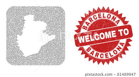 Welcome Watermark Stamp and Barcelona Province Map Direction Stencil Mosaic Welcome Watermark Stamp and Barcelona Province Map Direction Stencil Mosaic 81489947