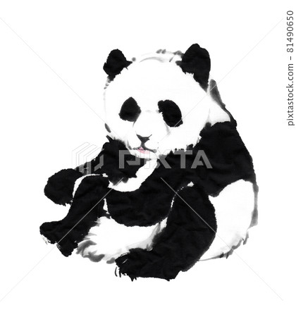 用水墨畫技術繪製的熊貓 81490650