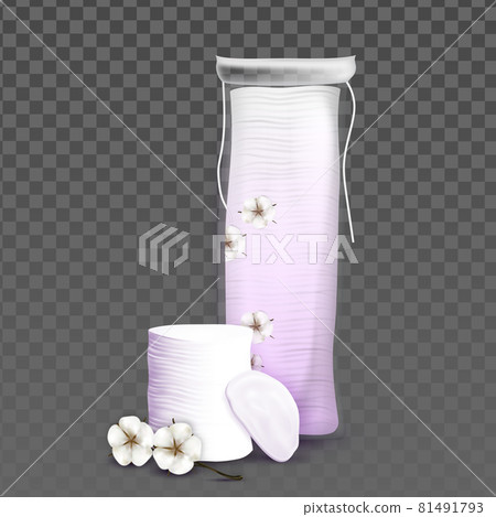Cotton Pads Blank Bag And Blossom Flower Vector Cotton Pads Blank Bag And Blossom Flower Vector 81491793