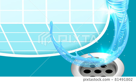 Sink Or Bath Plug Hole And Water Splash Vector Sink Or Bath Plug Hole And Water Splash Vector 81491802