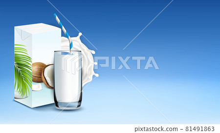Coconut Milk Drink And Splash Copy Space Vector Coconut Milk Drink And Splash Copy Space Vector 81491863